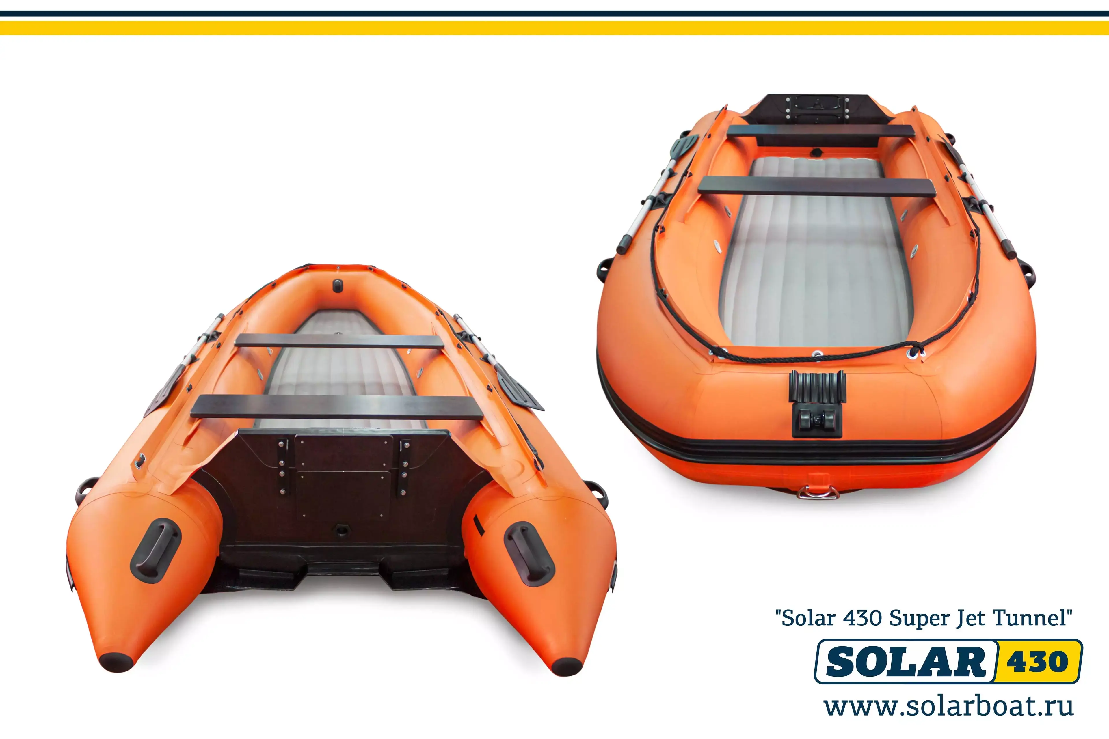 Лодка надувная моторная solar-430 super jet tunnel